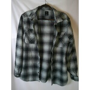 RVCA Mens Regular Fit Plaid Flannel Long Sleeve Button Up Shirt‎ XL
